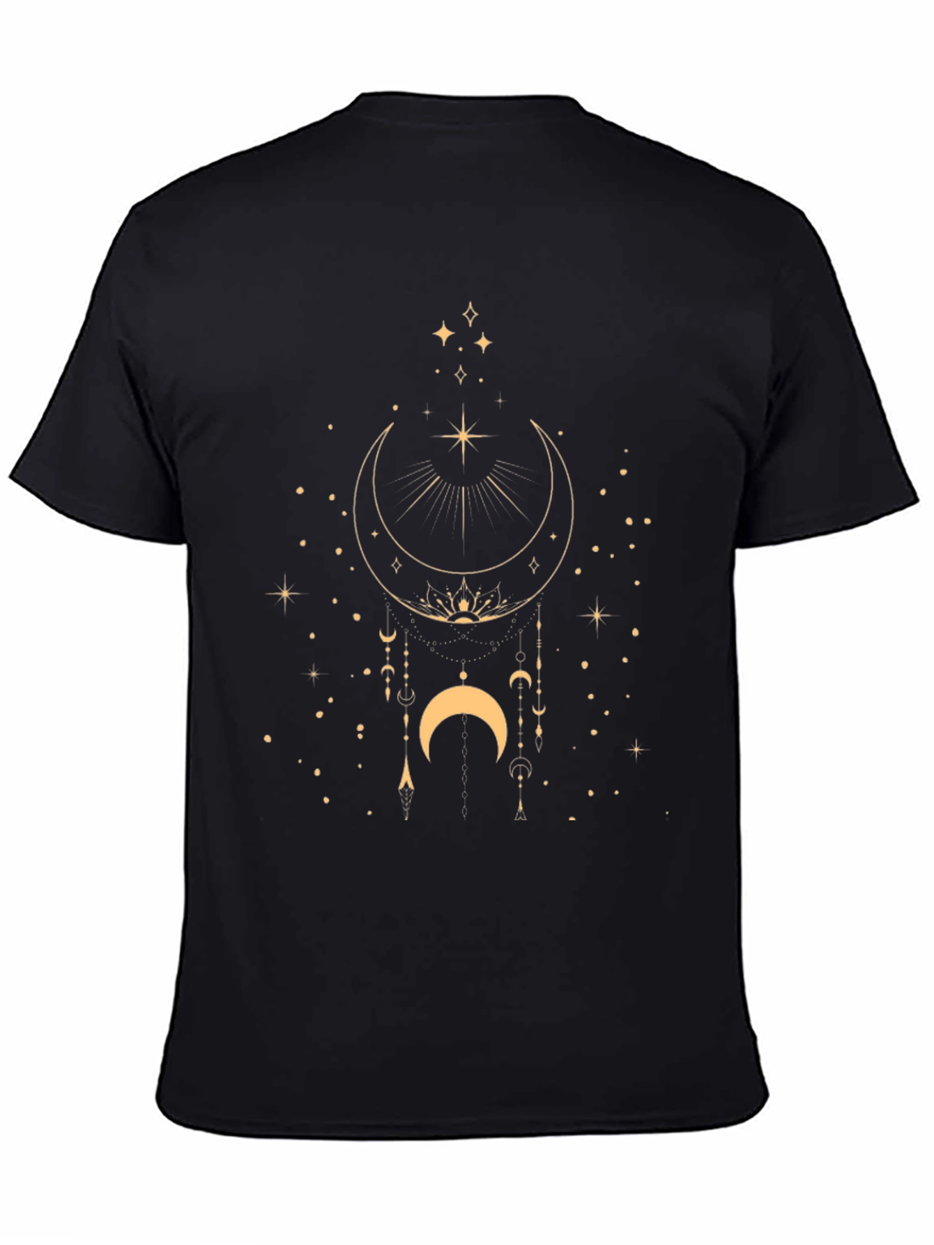 Celestial Moon & Stars Graphic Black T-Shirt