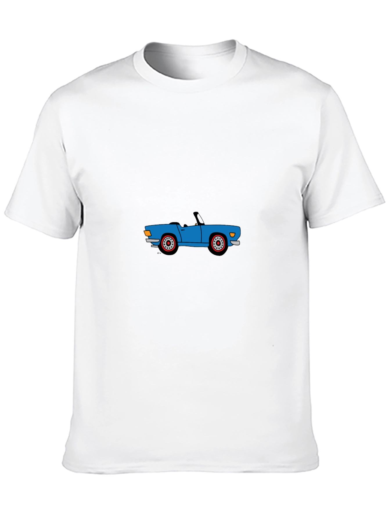 Blue Cartoon Car Graphic Black T-Shirt