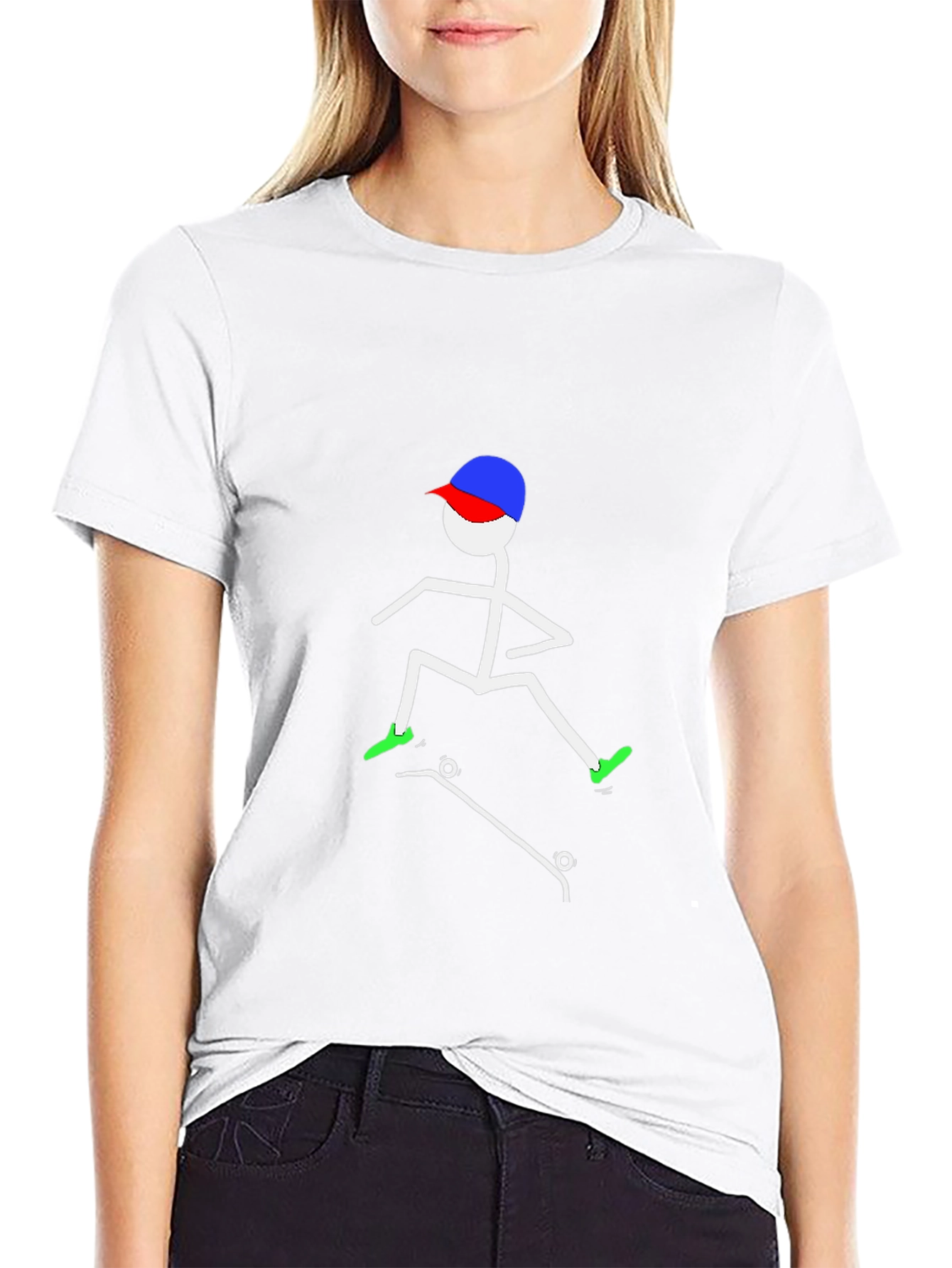 Cool Stick Figure Skateboarder Tee