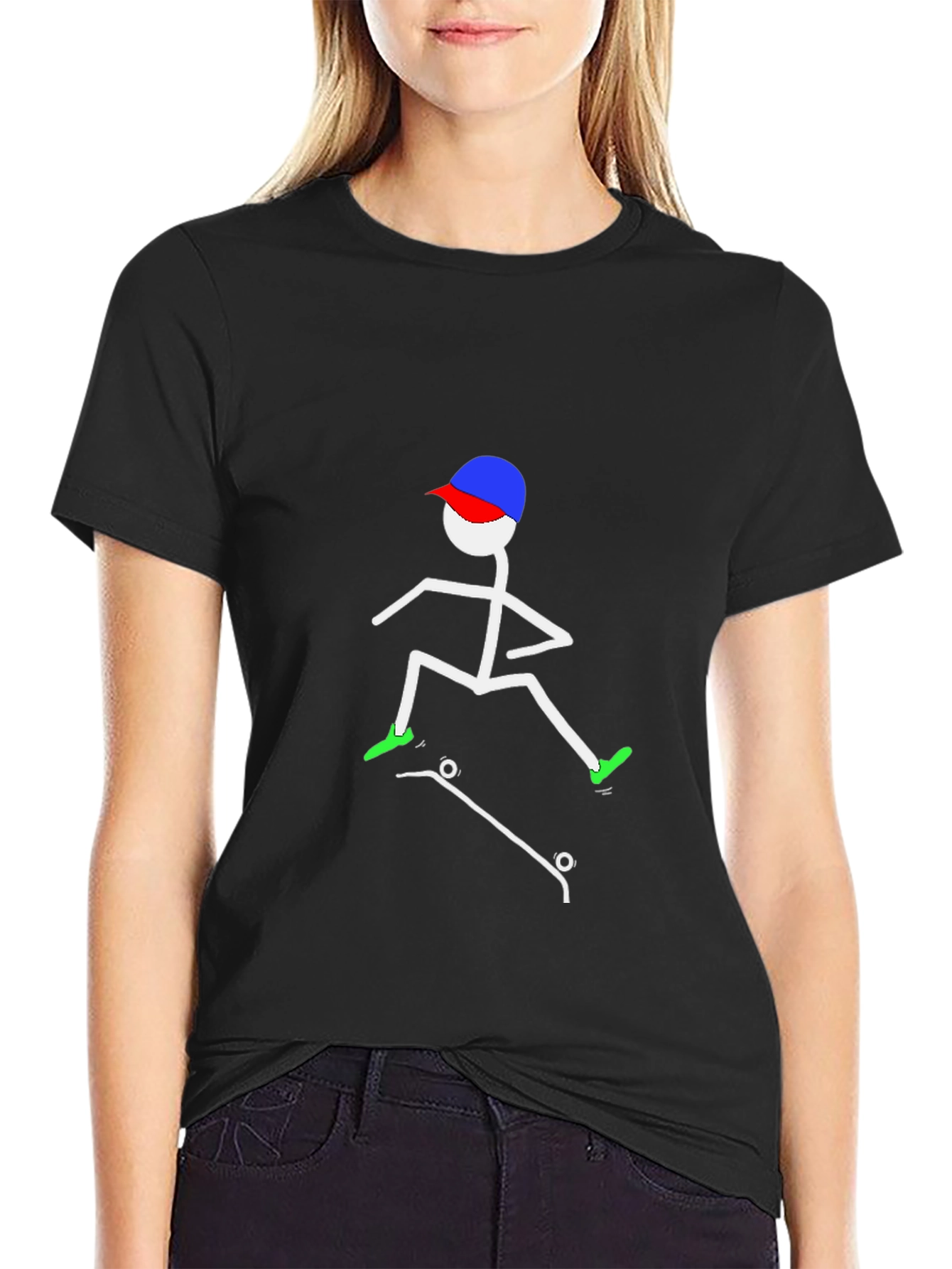 Cool Stick Figure Skateboarder Tee