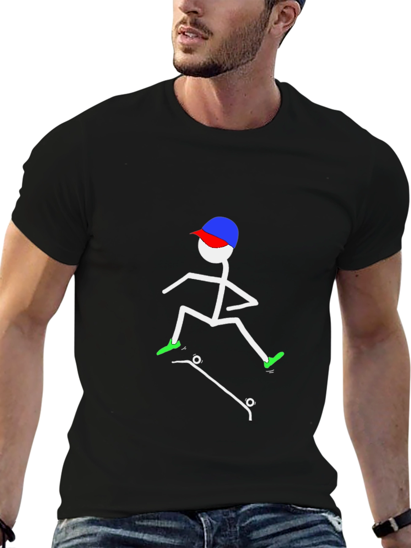 Cool Stick Figure Skateboarder Tee