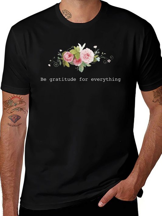Gratitude Floral Graphic Tee - Unisex Black T-Shirt