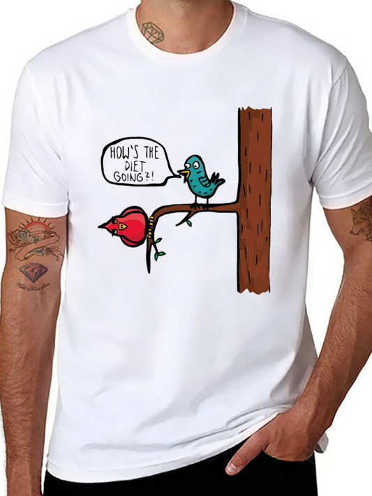 Funny Diet Bird Graphic T-Shirt - Black