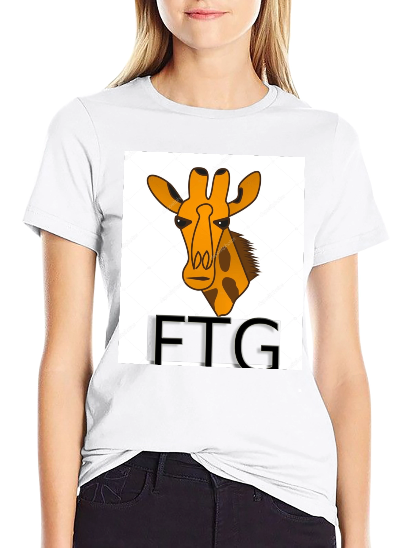 Giraffe Print Black T-Shirt