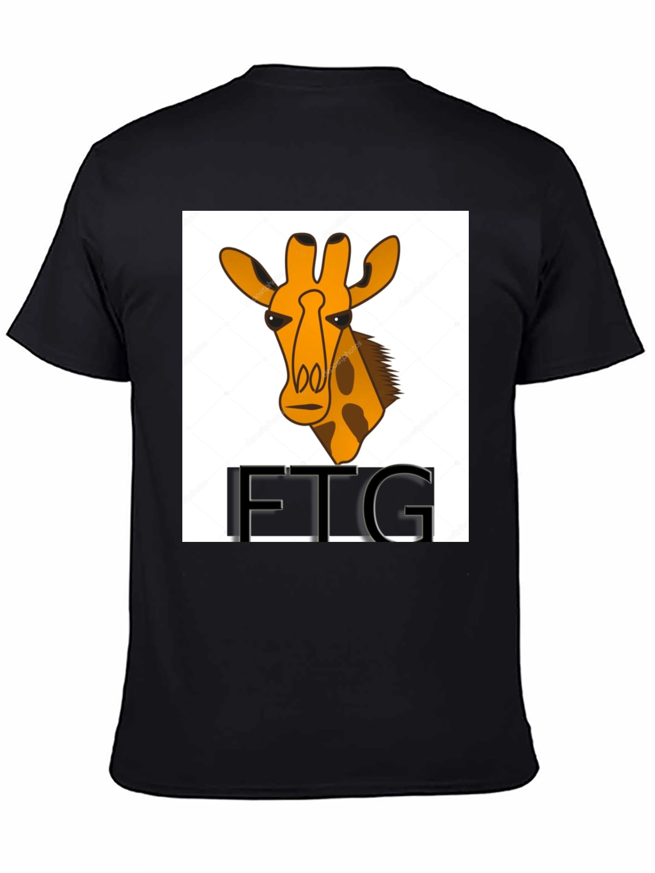 Giraffe Print Black T-Shirt