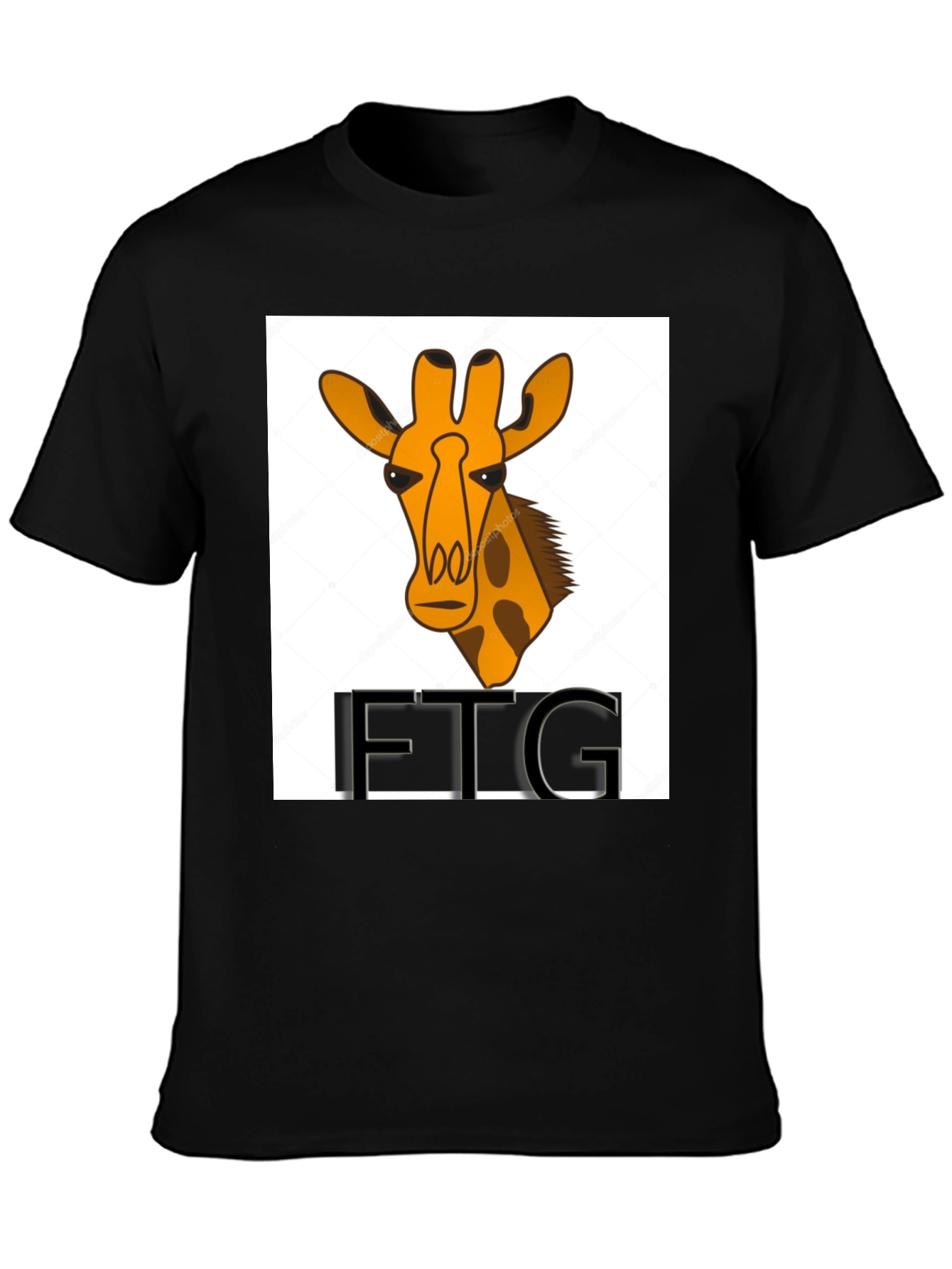 Giraffe Print Black T-Shirt