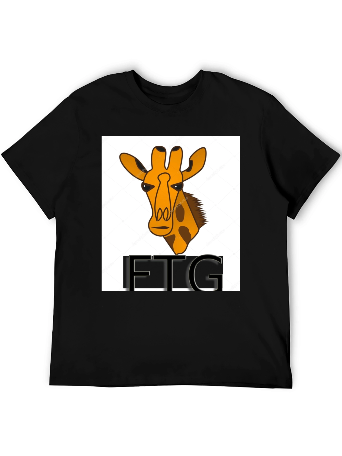 Giraffe Print Black T-Shirt