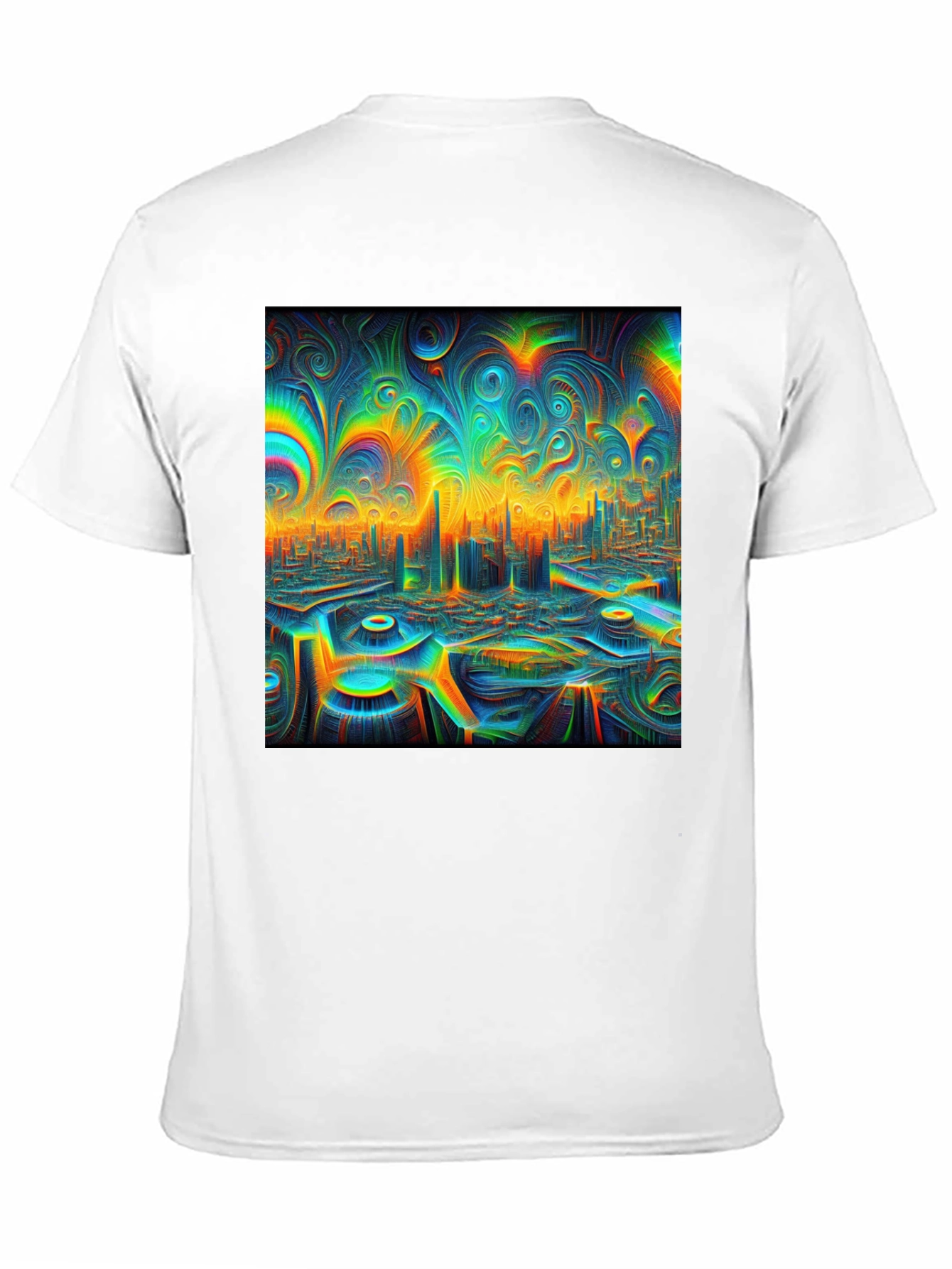 Psychedelic Cityscape Graphic T-Shirt - Unique Art Tee