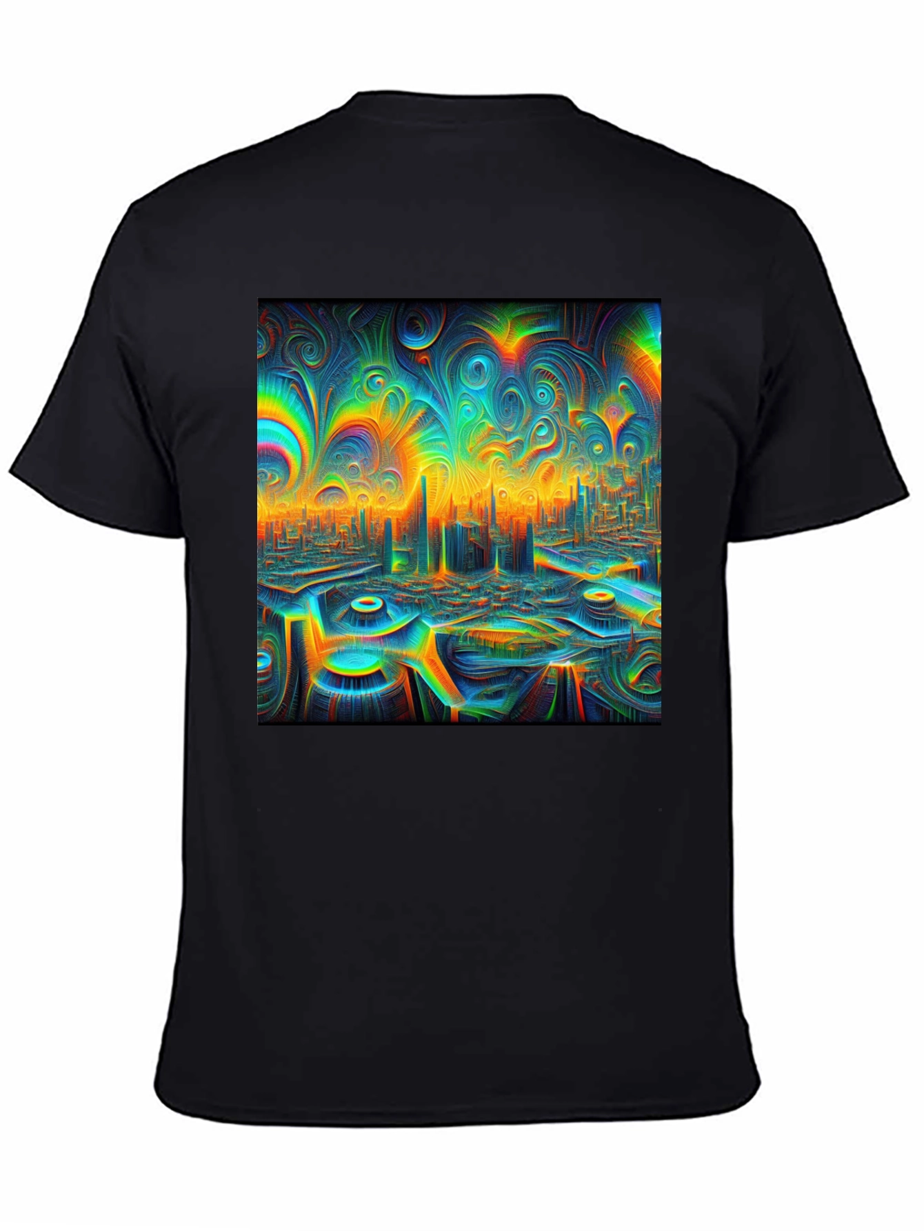 Psychedelic Cityscape Graphic T-Shirt - Unique Art Tee