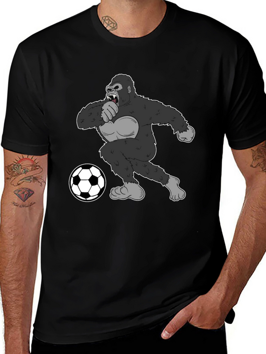 Gorilla Soccer Fan T-Shirt - Black Graphic Tee