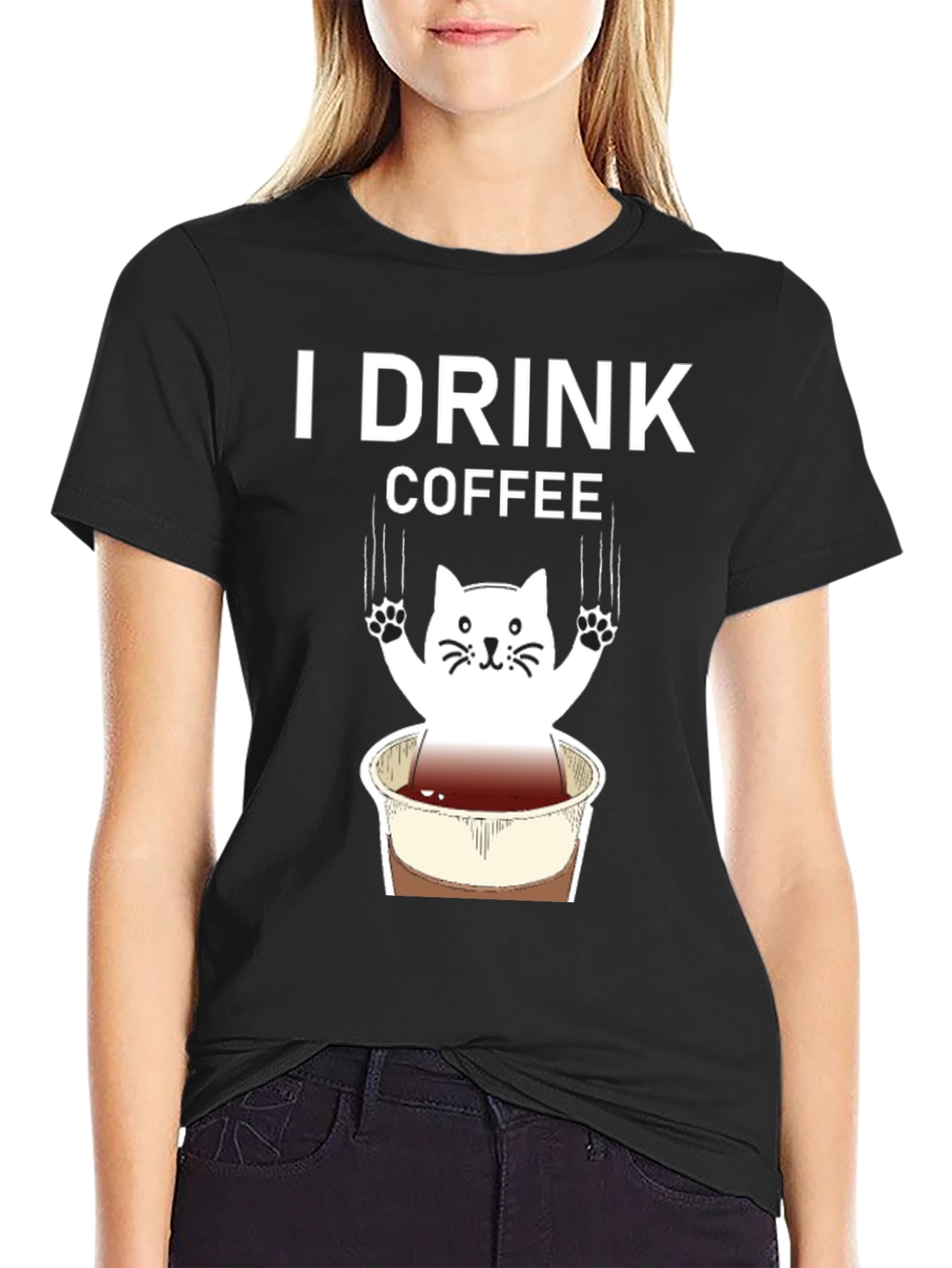 I Drink Coffee Cat Graphic Tee