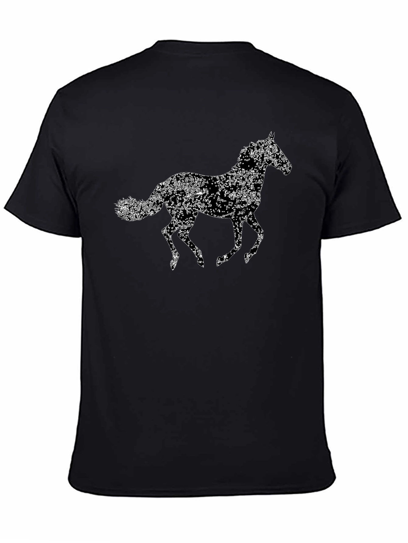 Floral Horse Graphic Tee - Black Cotton