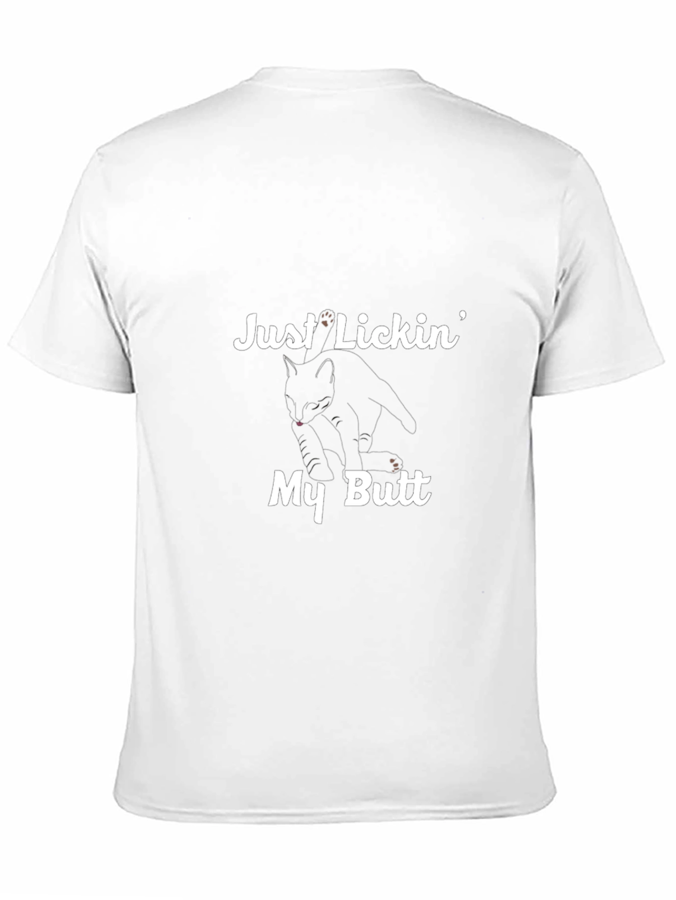 Funny Cat Licking Butt Graphic T-Shirt - Black