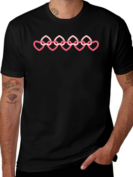 Heart Chain Graphic T-Shirt - Stylish Black Tee
