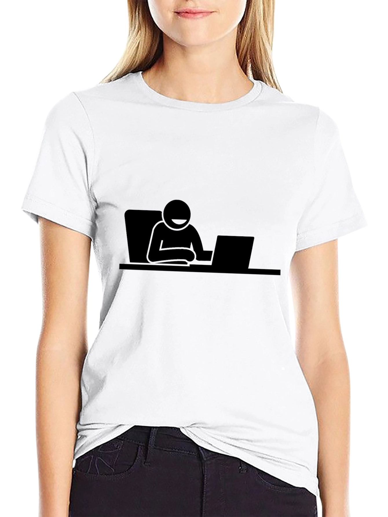 Stick Figure Working on Laptop T-Shirt