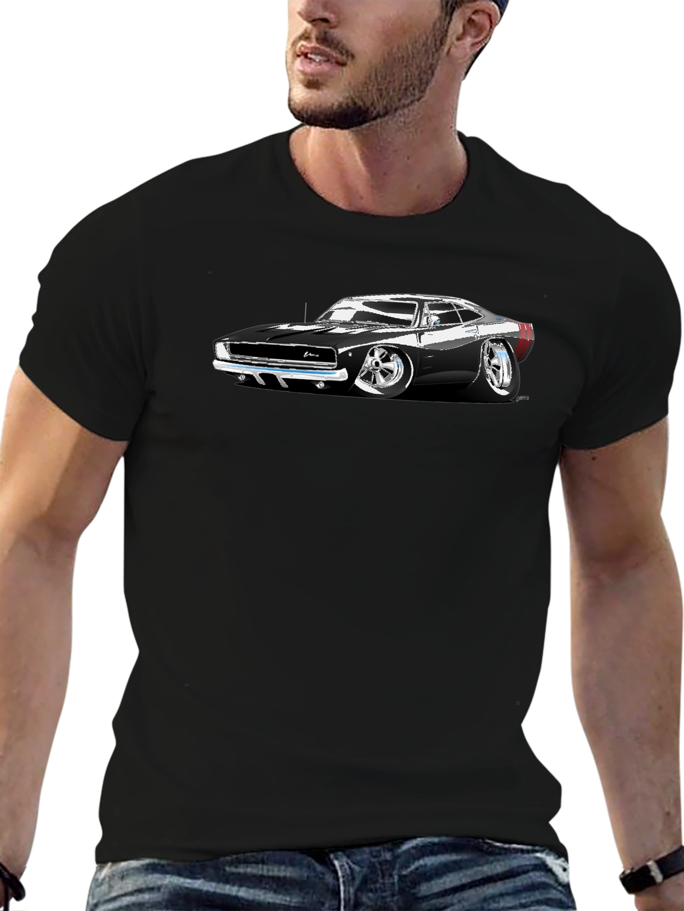 Classic Car Graphic T-Shirt - Black