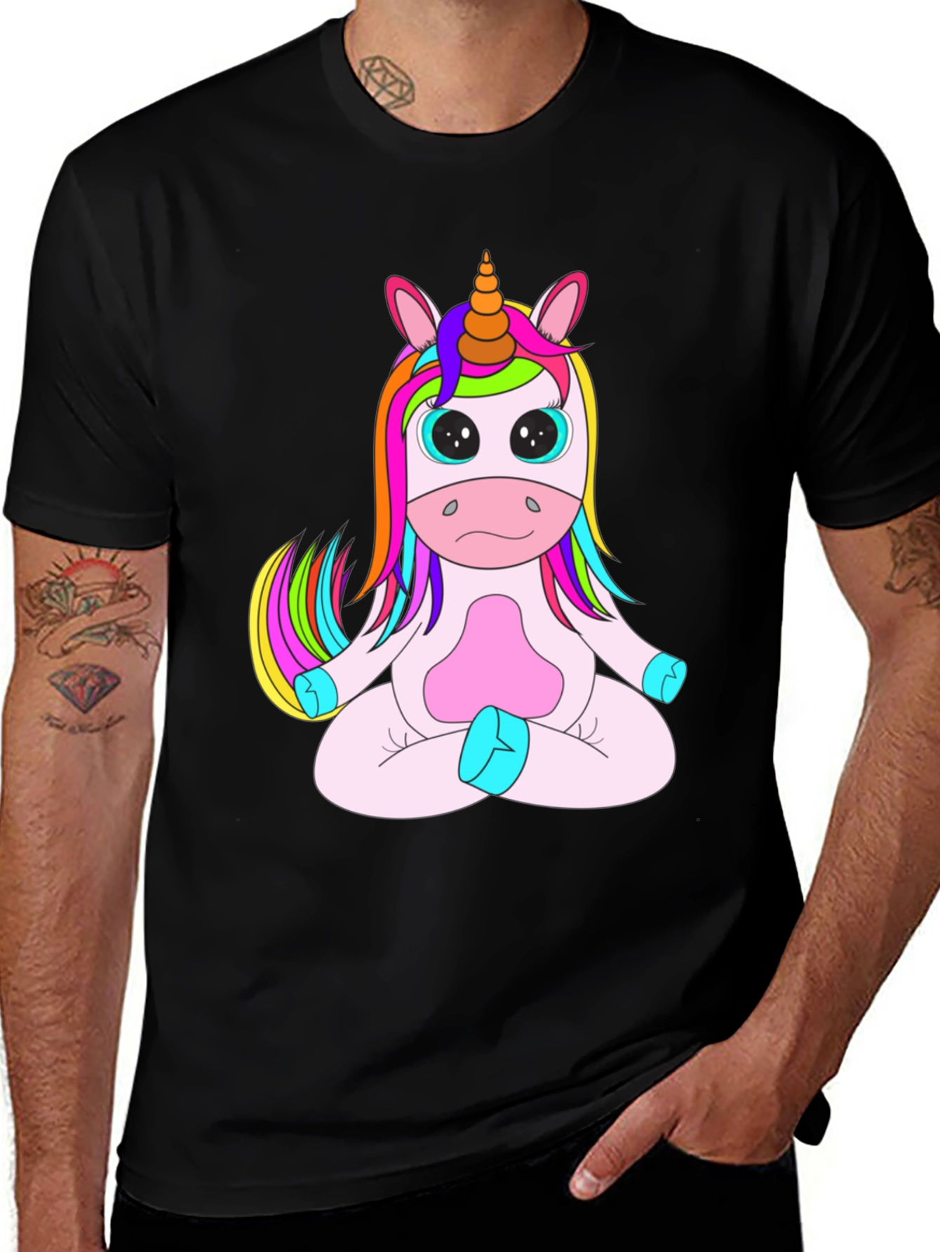 Unicorn Meditation Black T-Shirt