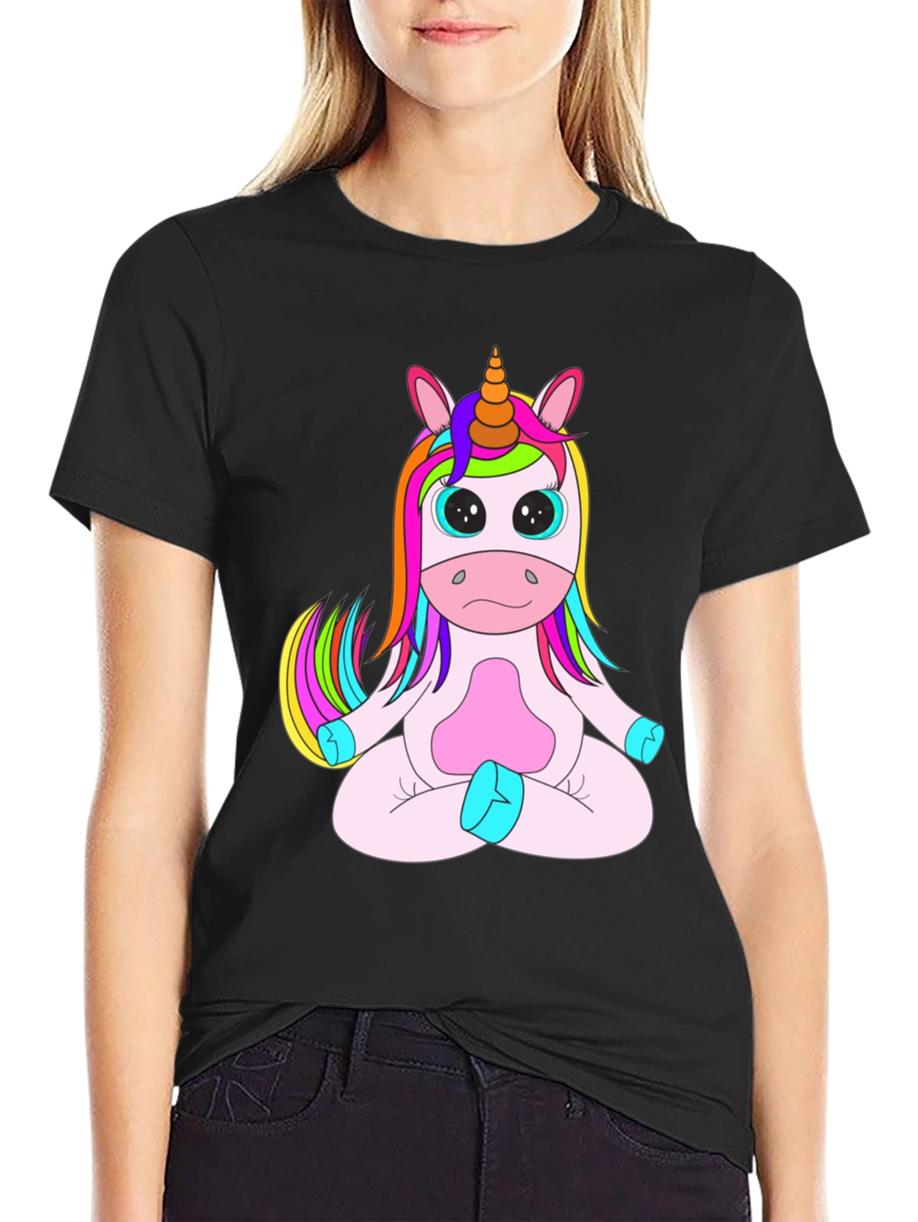 Unicorn Meditation Black T-Shirt