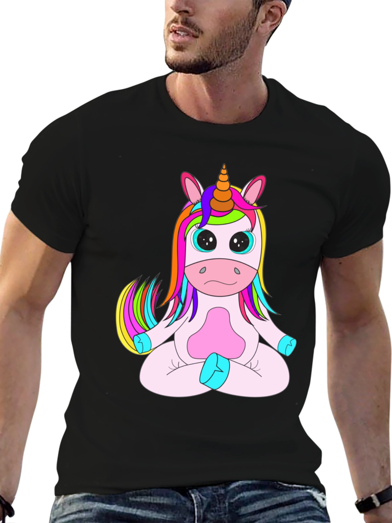 Unicorn Meditation Black T-Shirt