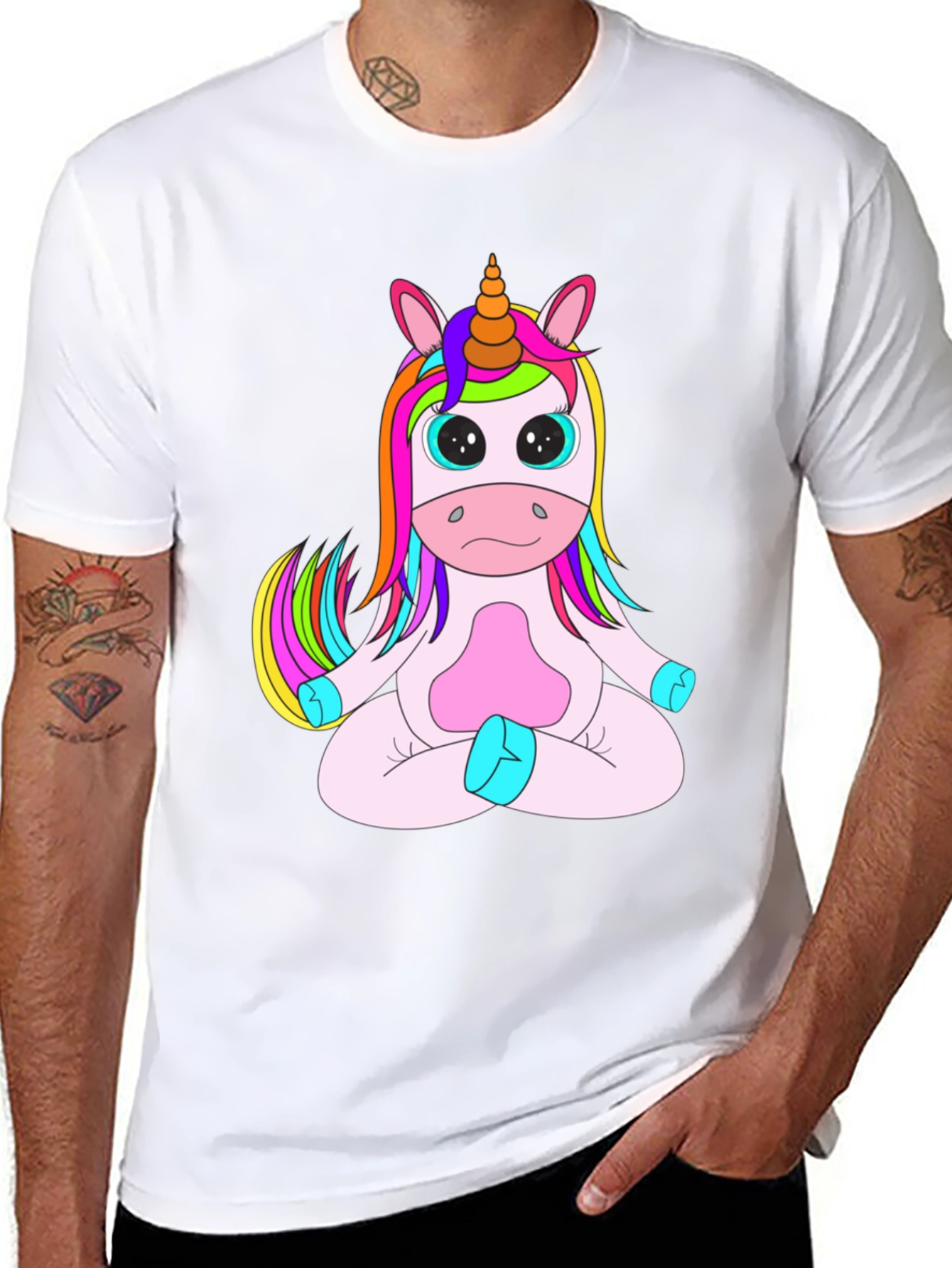 Unicorn Meditation Black T-Shirt