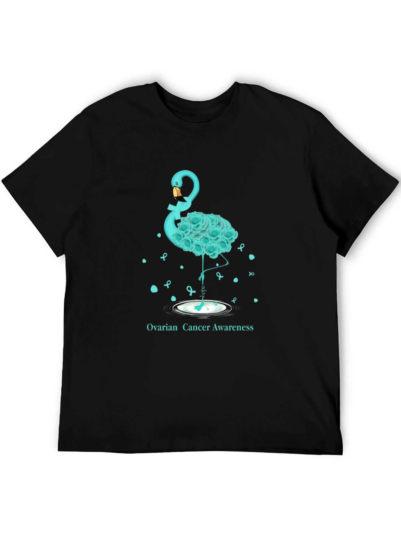 Ovarian Cancer Awareness Flamingo T-Shirt