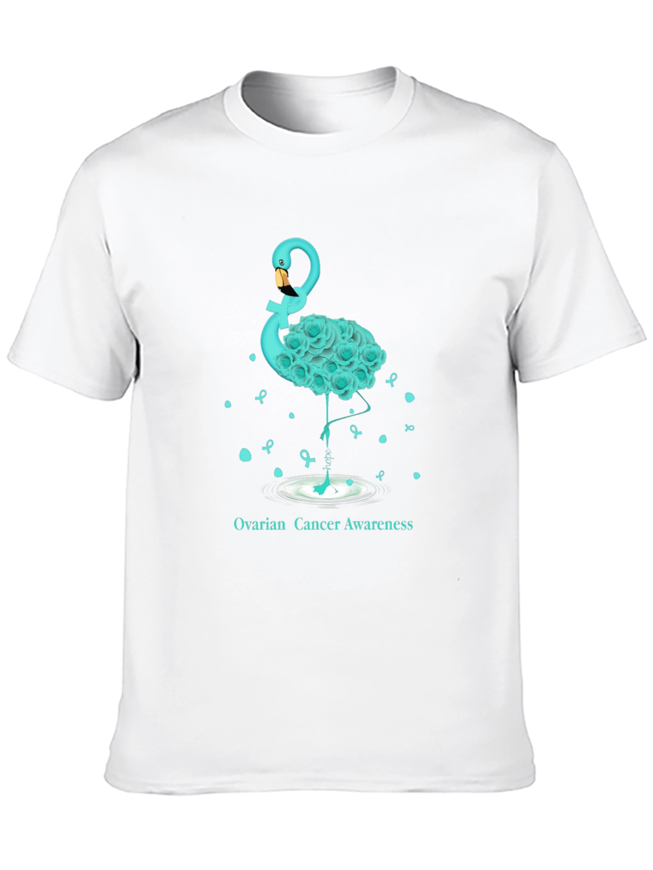 Ovarian Cancer Awareness Flamingo T-Shirt