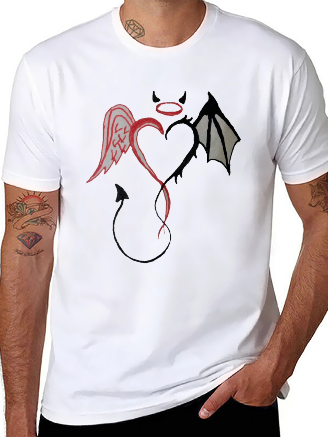 Angel & Devil Heart Graphic T-Shirt - Unisex