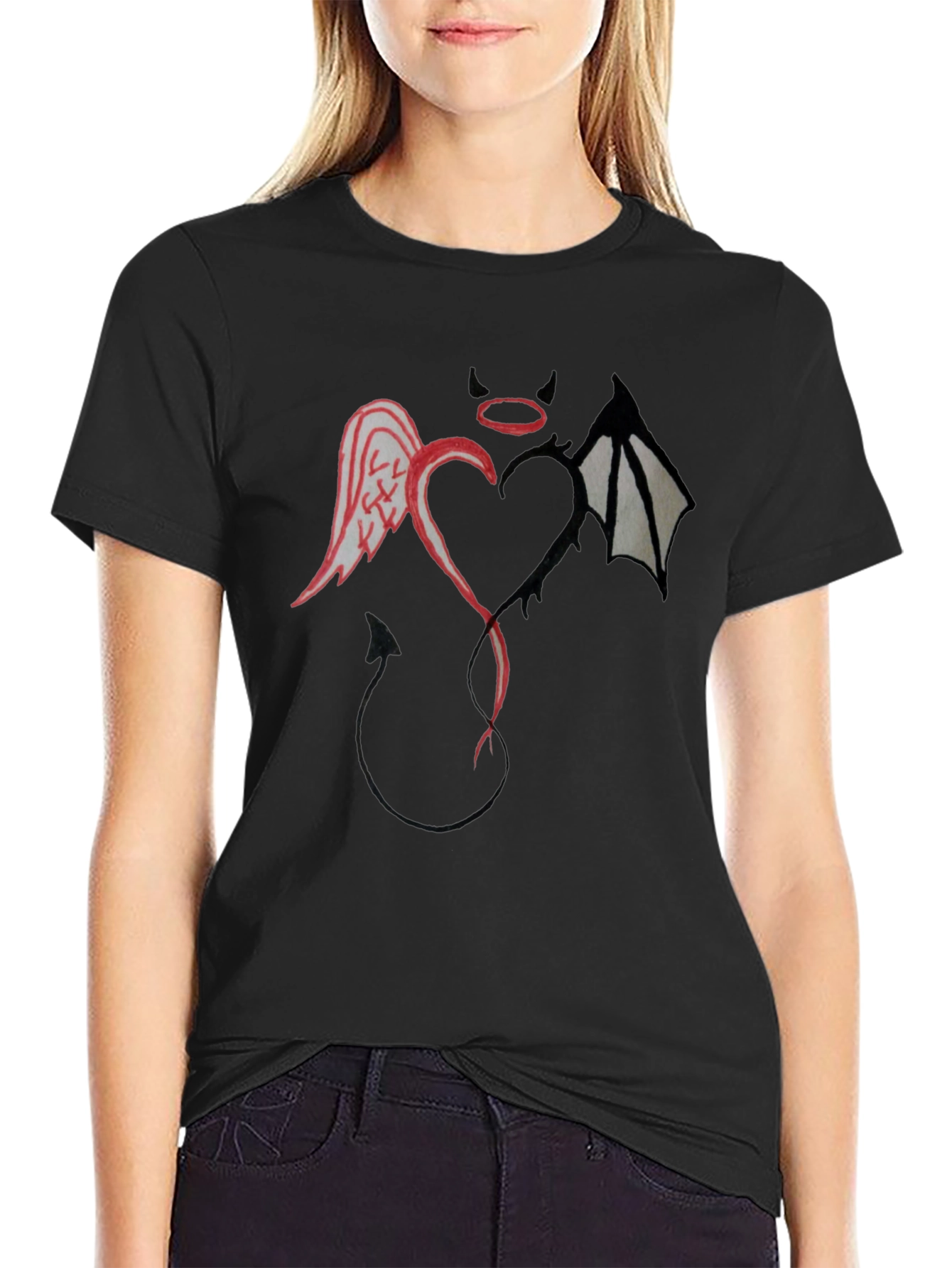 Angel & Devil Heart Graphic T-Shirt - Unisex