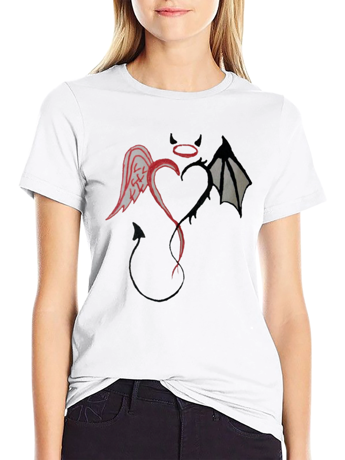 Angel & Devil Heart Graphic T-Shirt - Unisex