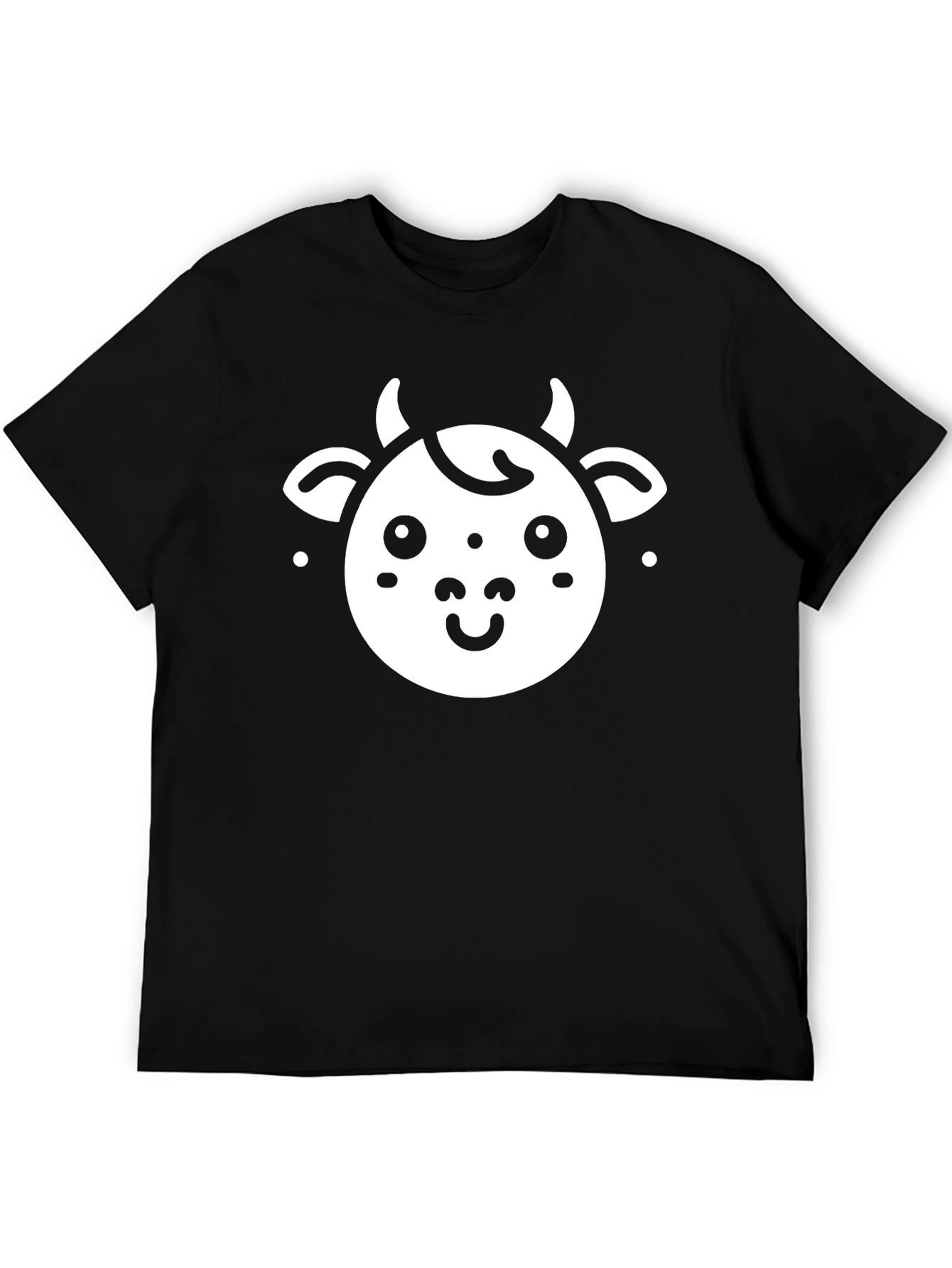 Cute Cow Graphic Black T-Shirt