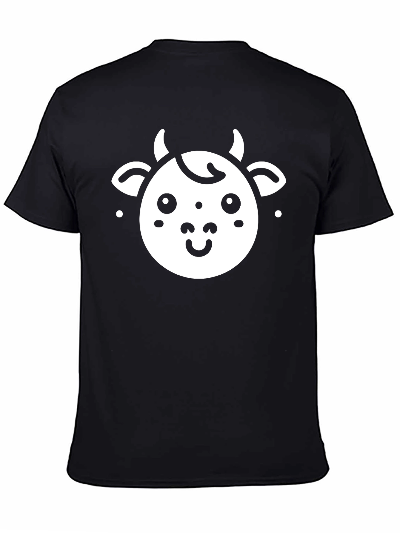 Cute Cow Graphic Black T-Shirt