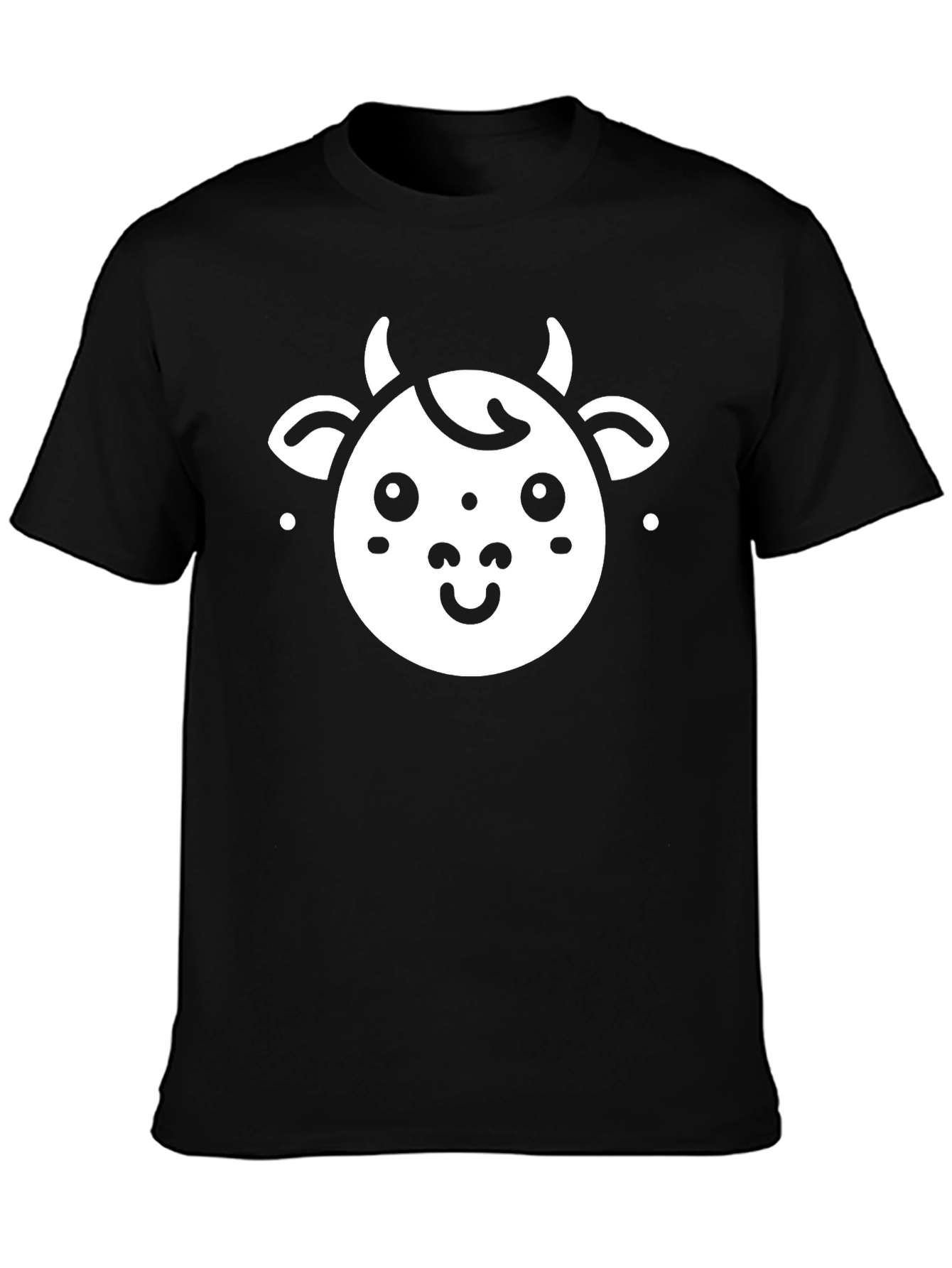 Cute Cow Graphic Black T-Shirt