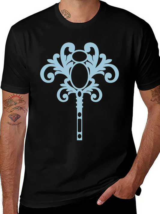 Black T-Shirt with Ornamental Key Design