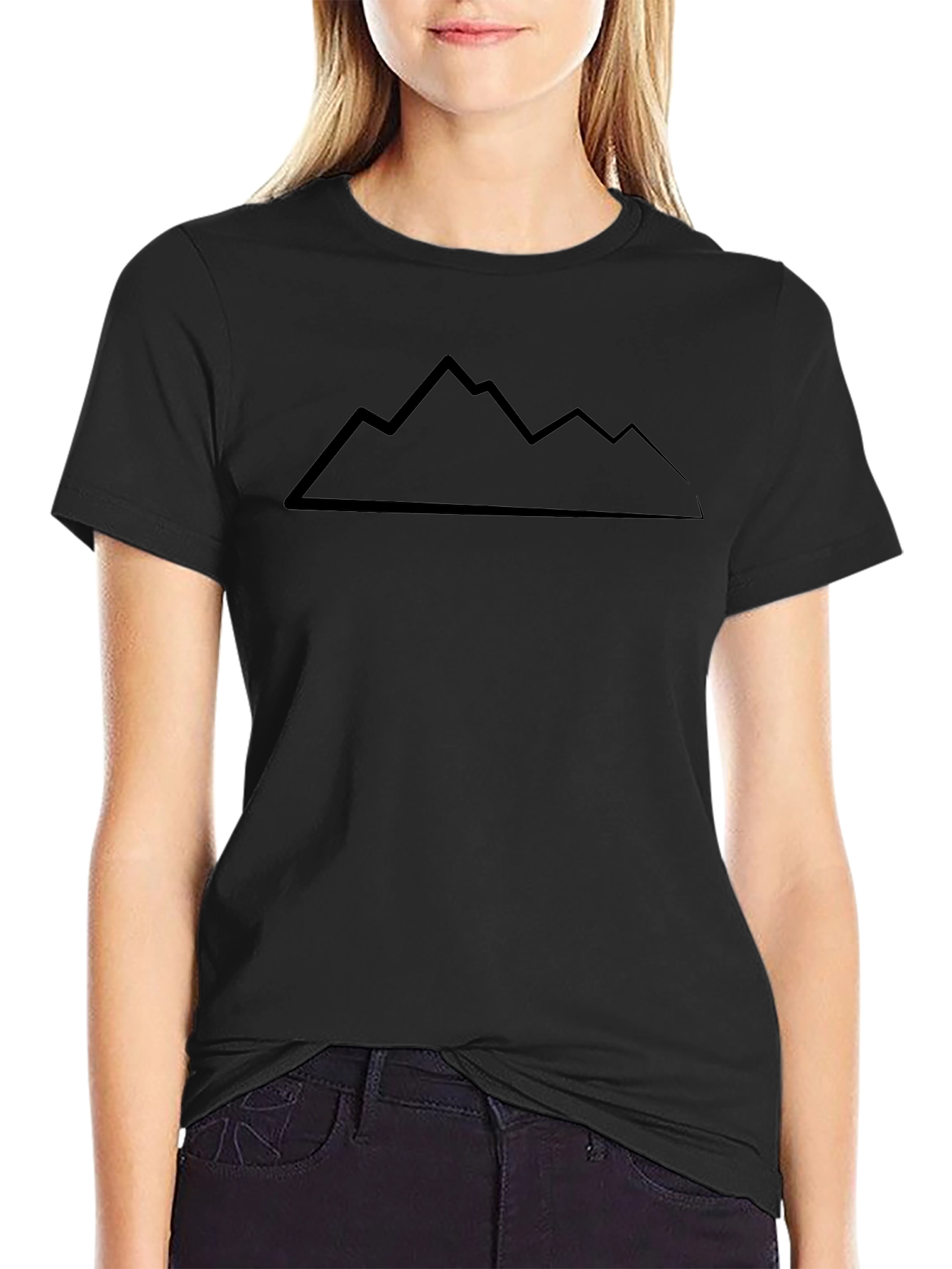 Mountain Peaks Graphic Tee - Black Cotton T-Shirt