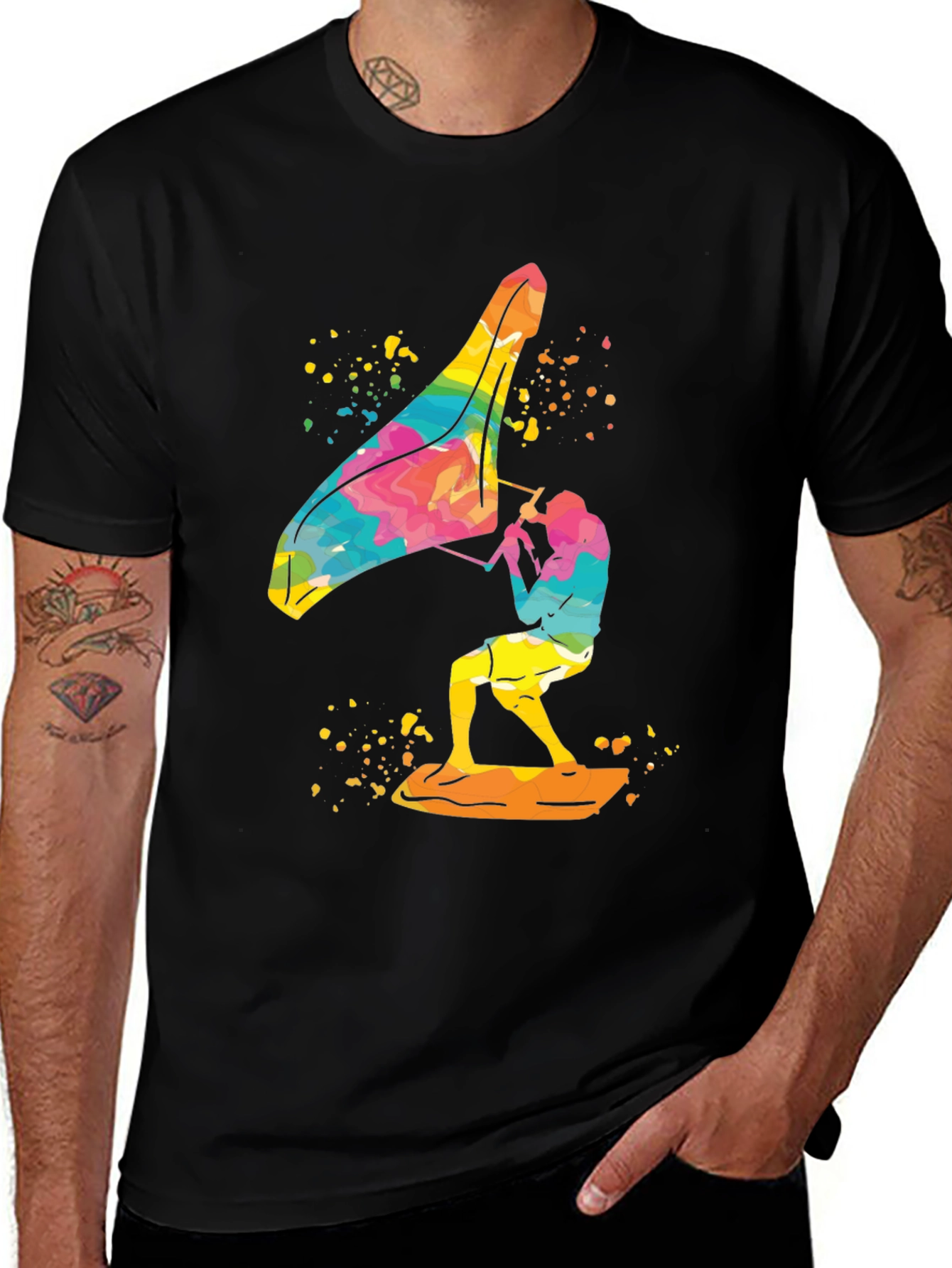 Colorful Windsurfer Graphic T-Shirt