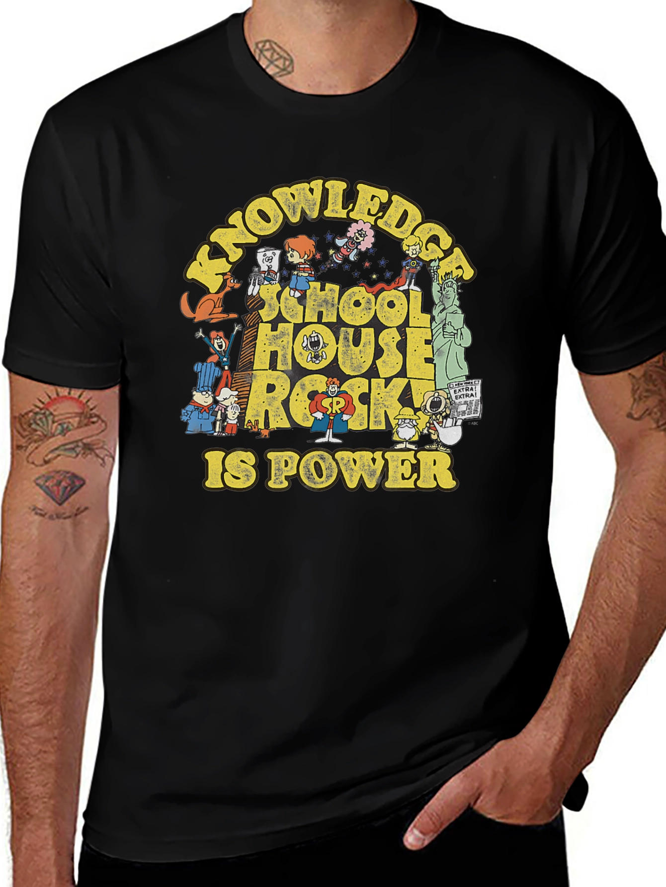 School House Rock Graphic Print Black T-Shirt