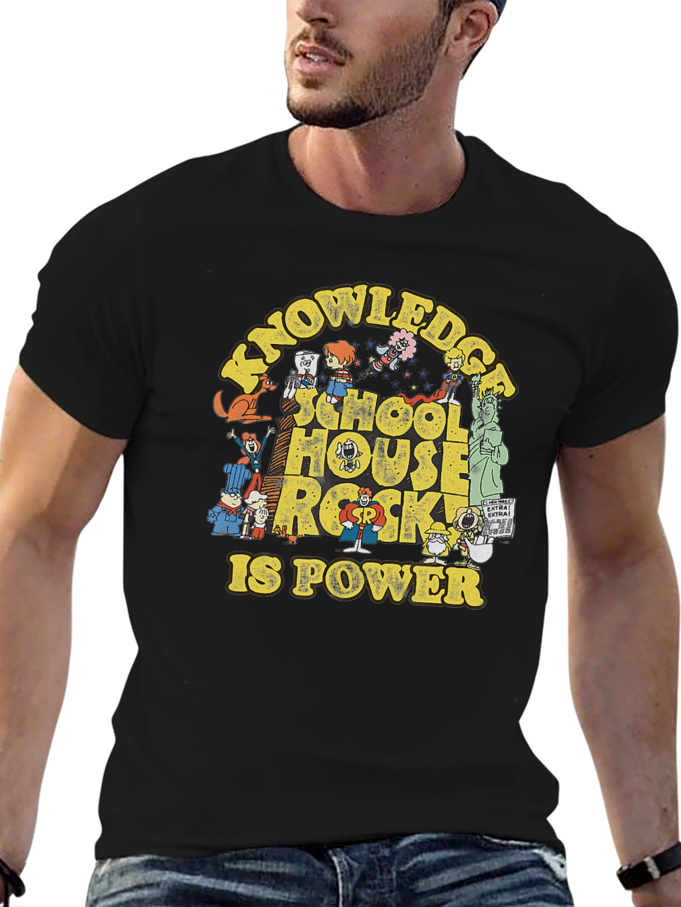 School House Rock Graphic Print Black T-Shirt