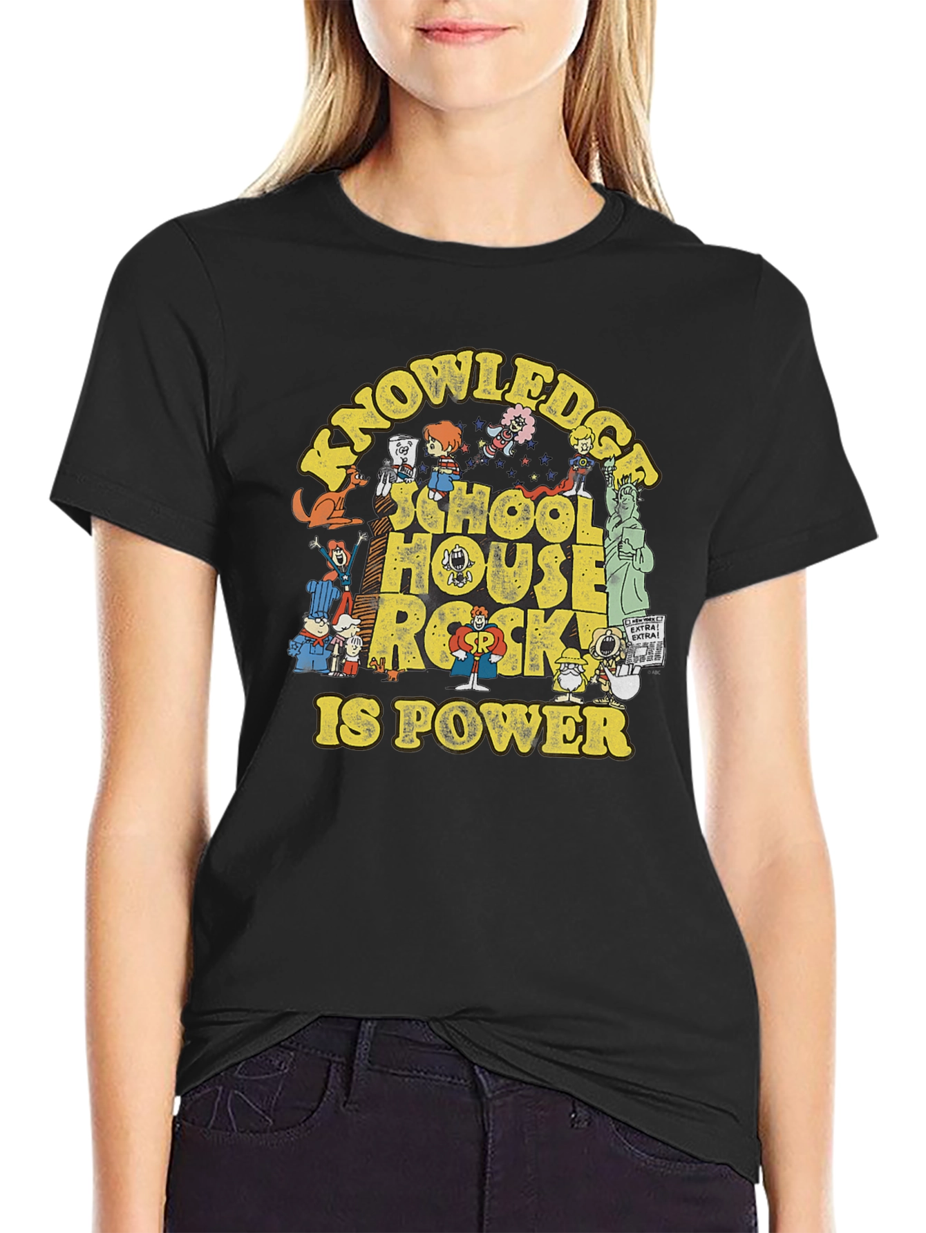 School House Rock Graphic Print Black T-Shirt