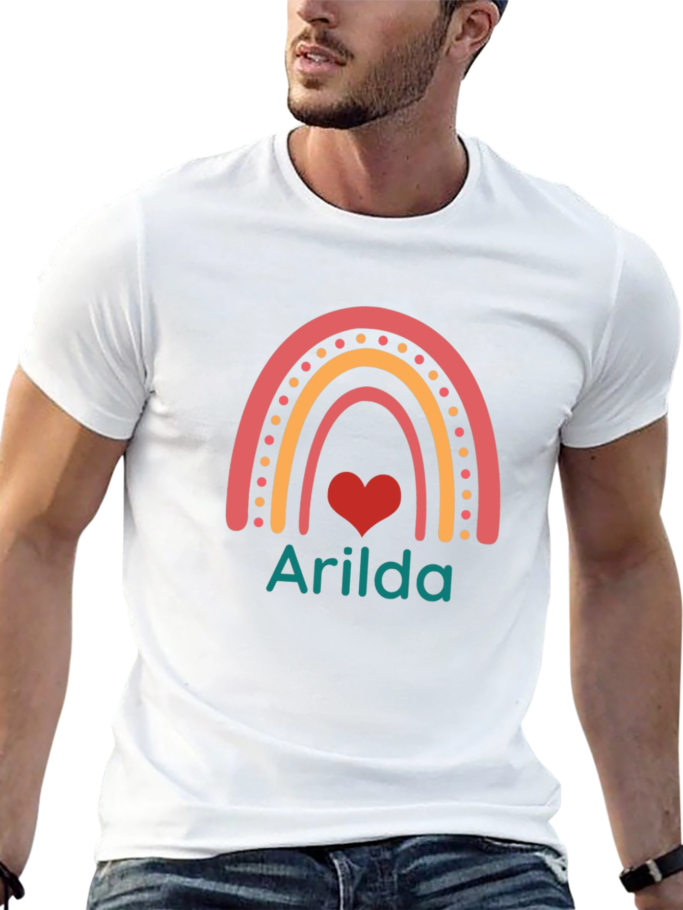Rainbow Heart Personalized Name T-Shirt