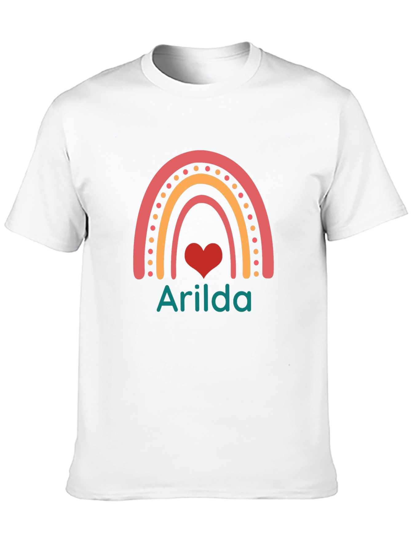 Rainbow Heart Personalized Name T-Shirt