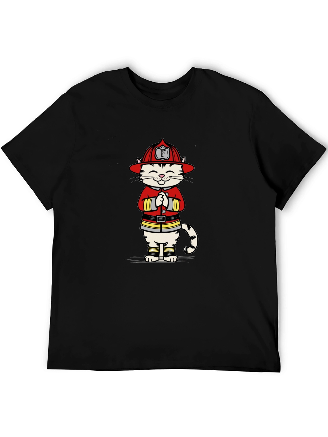 Firefighter Cat Graphic T-Shirt