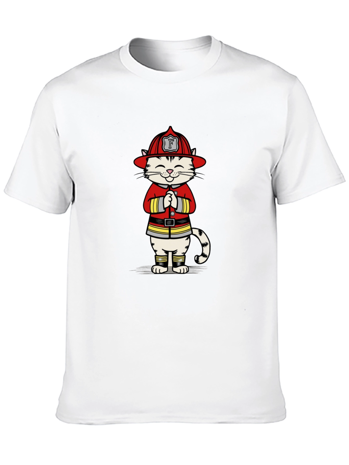 Firefighter Cat Graphic T-Shirt