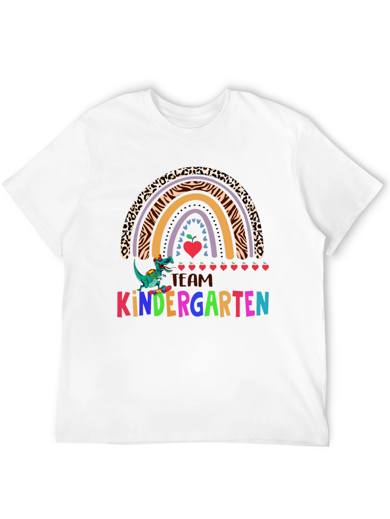 Team Kindergarten Dinosaur Rainbow Teacher T-Shirt