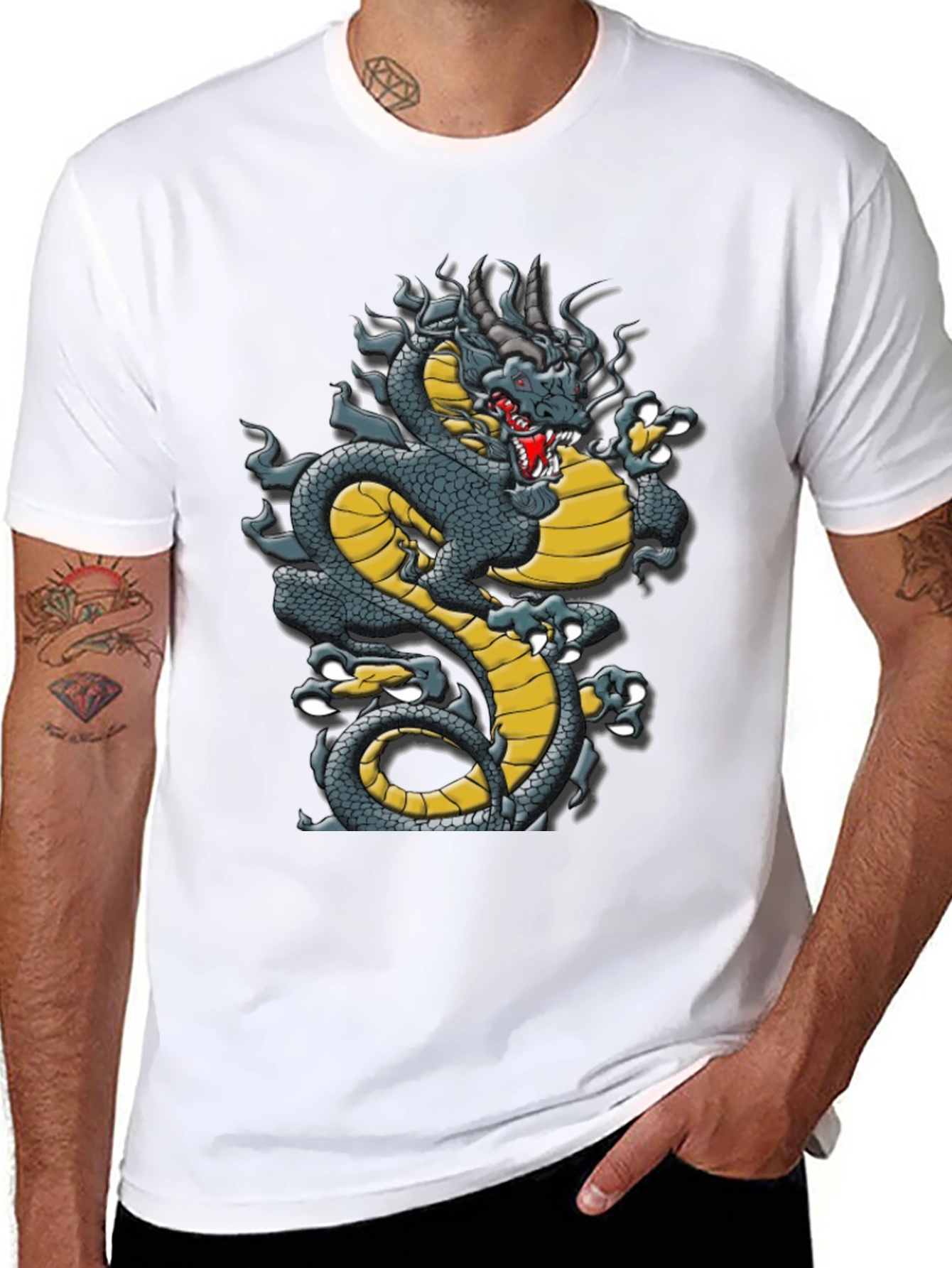 Dragon Graphic Tee - Black Cotton T-Shirt