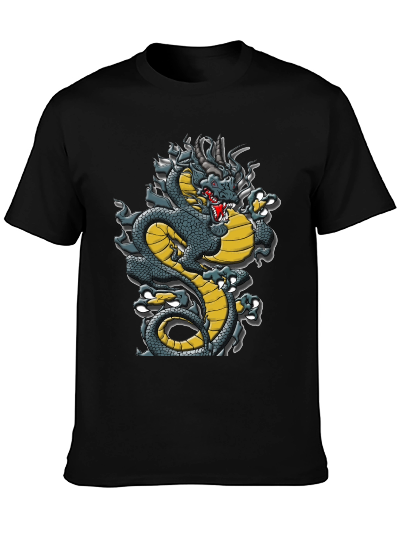 Dragon Graphic Tee - Black Cotton T-Shirt