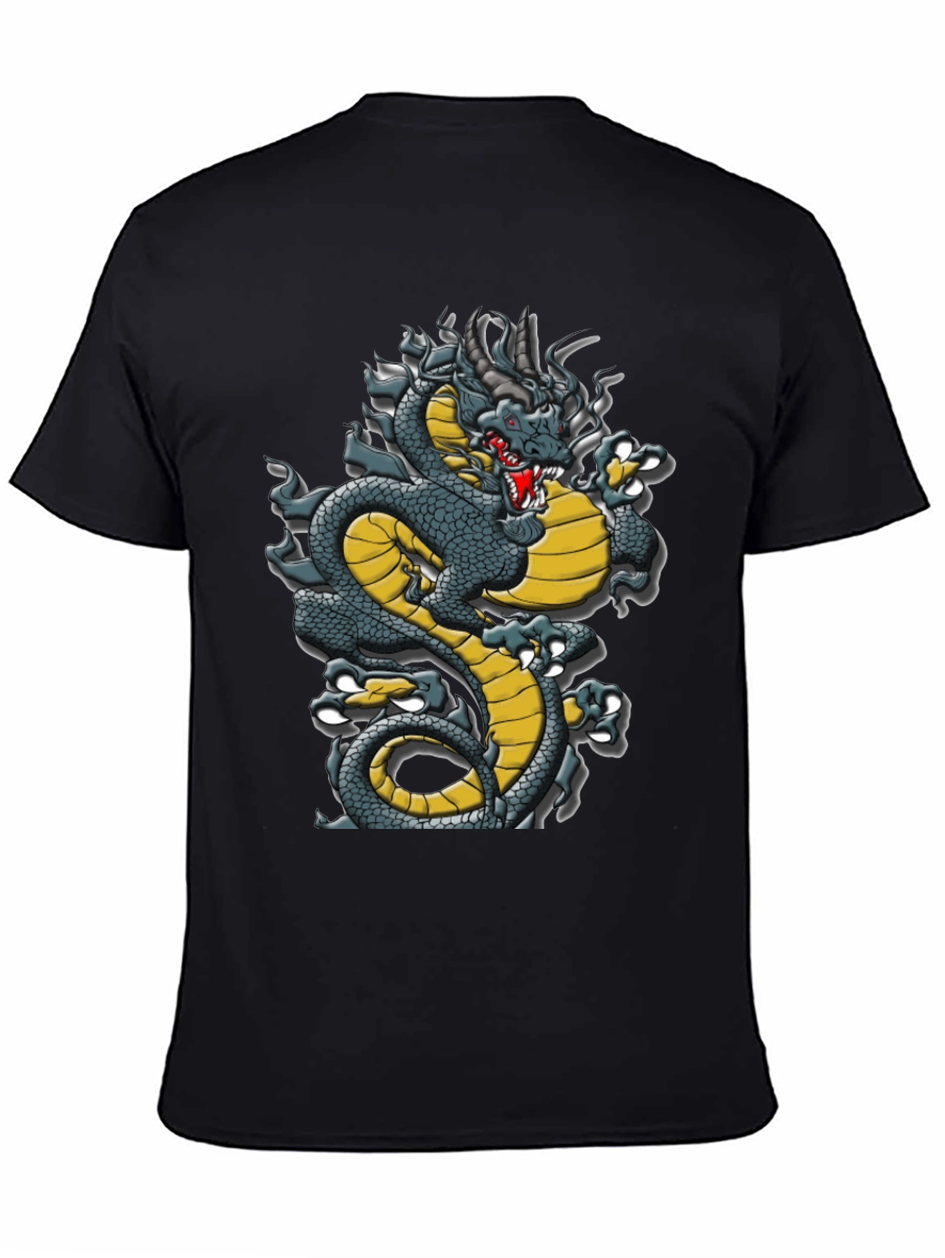 Dragon Graphic Tee - Black Cotton T-Shirt