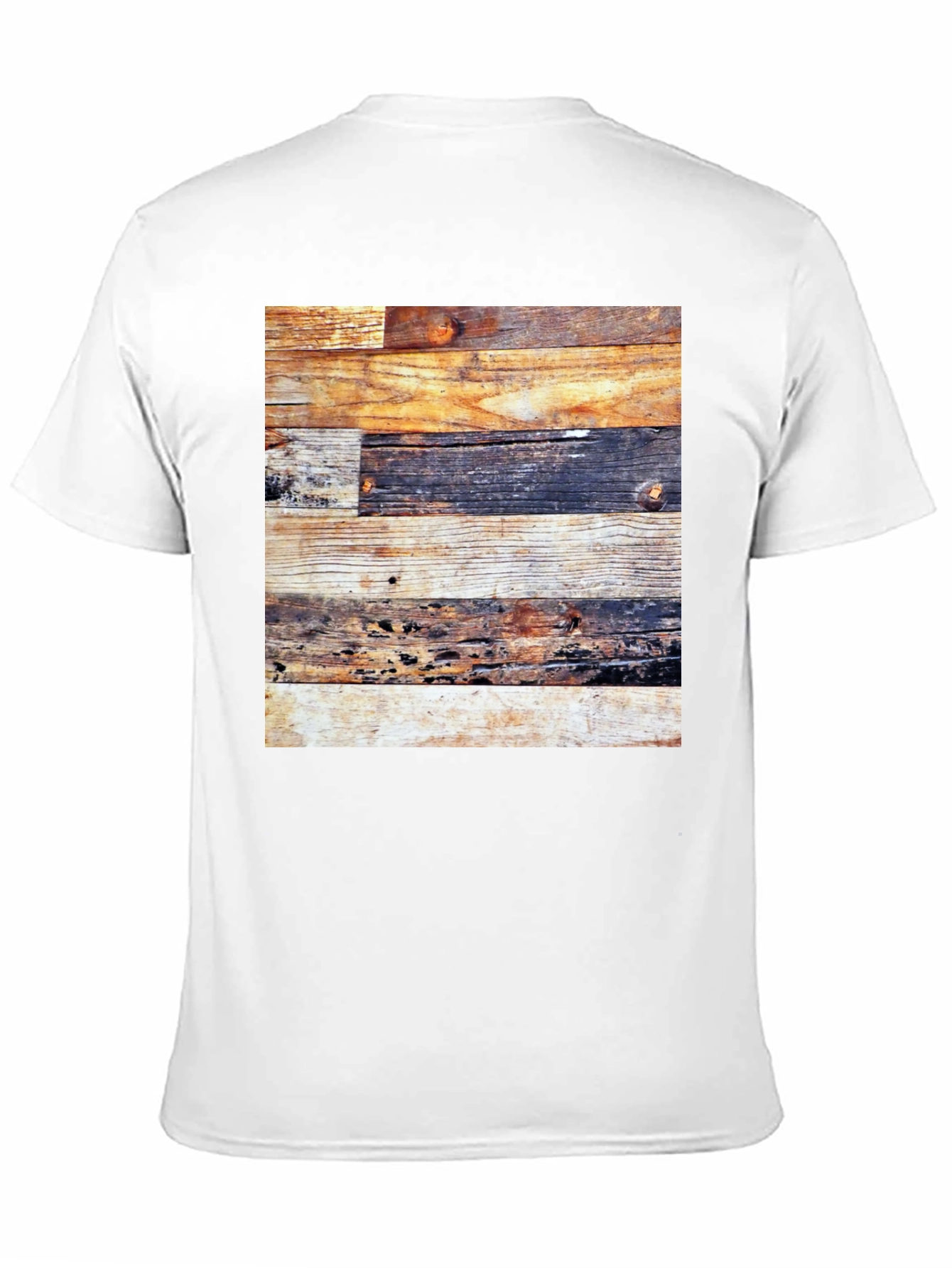 Rustic Wood Panel Tee - Graphic Print Black Shirt