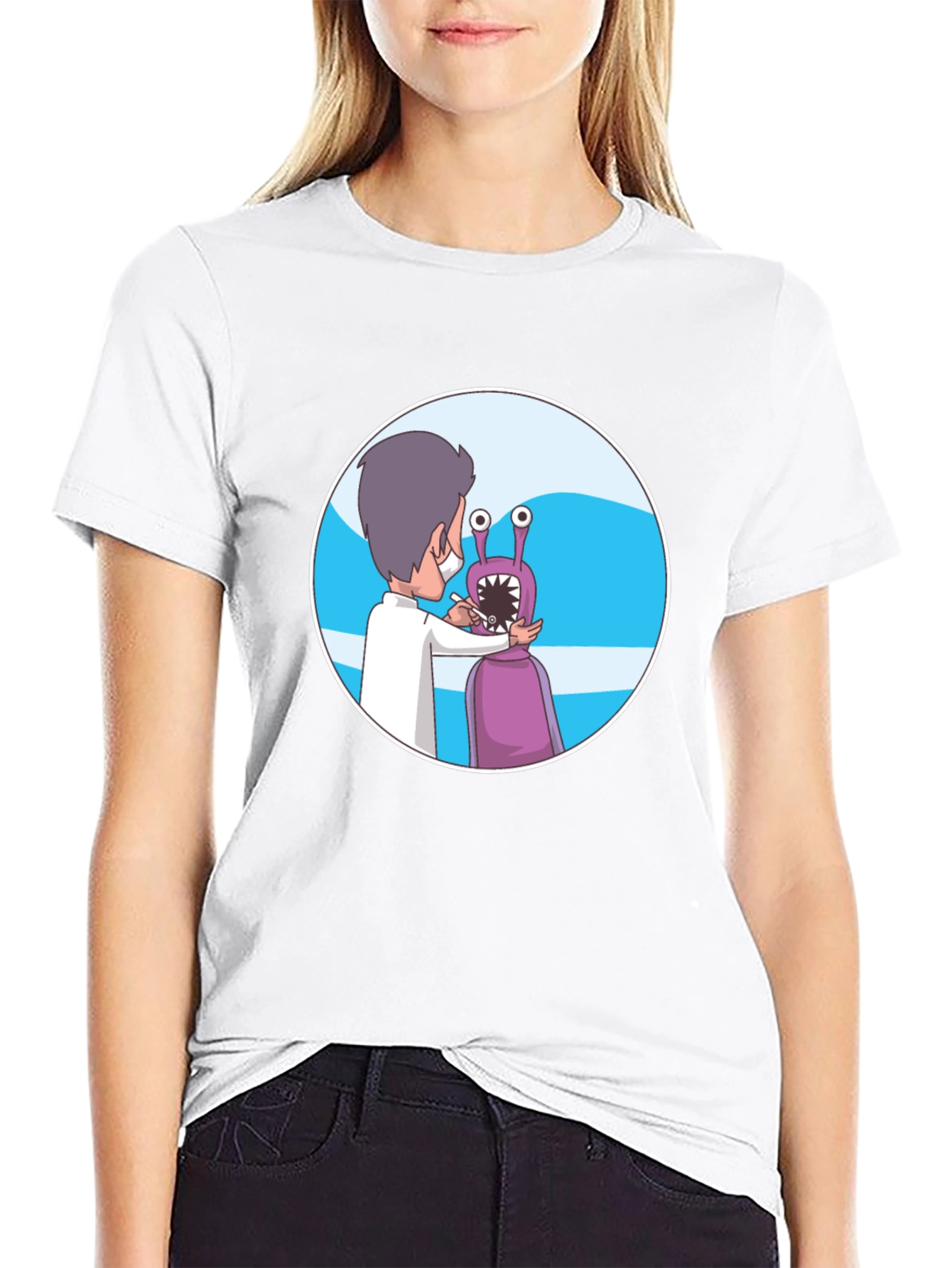 Dentist Alien Cartoon Graphic T-Shirt