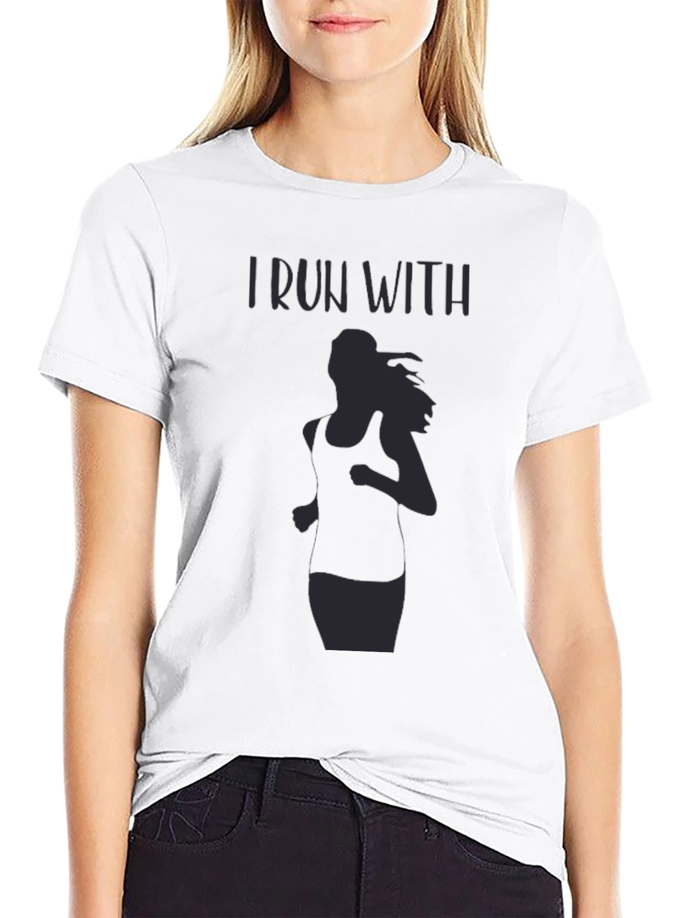 I Run With Womens Graphic Tee - Running Shirt