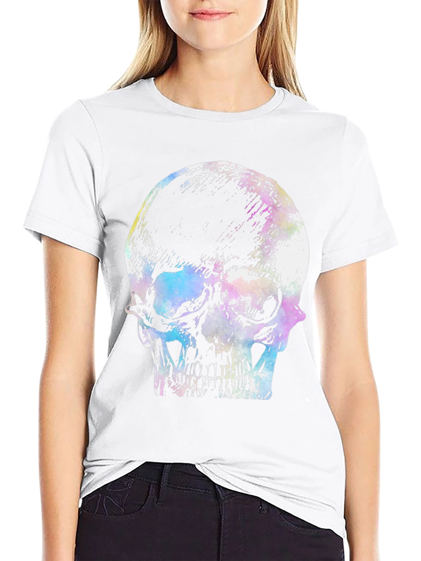 Skull Graphic Print T-Shirt - Black